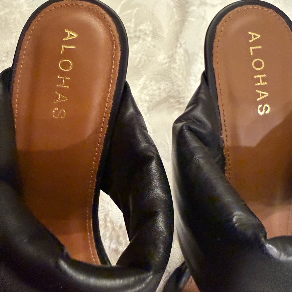 Alohas Natasha Puffy Leather Mule Heels Black EU 40 - Picture 3 of 12